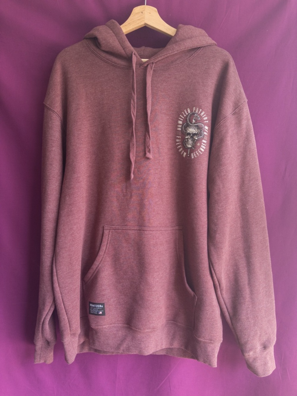 Howitzer Patriot Skull Graphic Hoodie Pullover Size L Mens